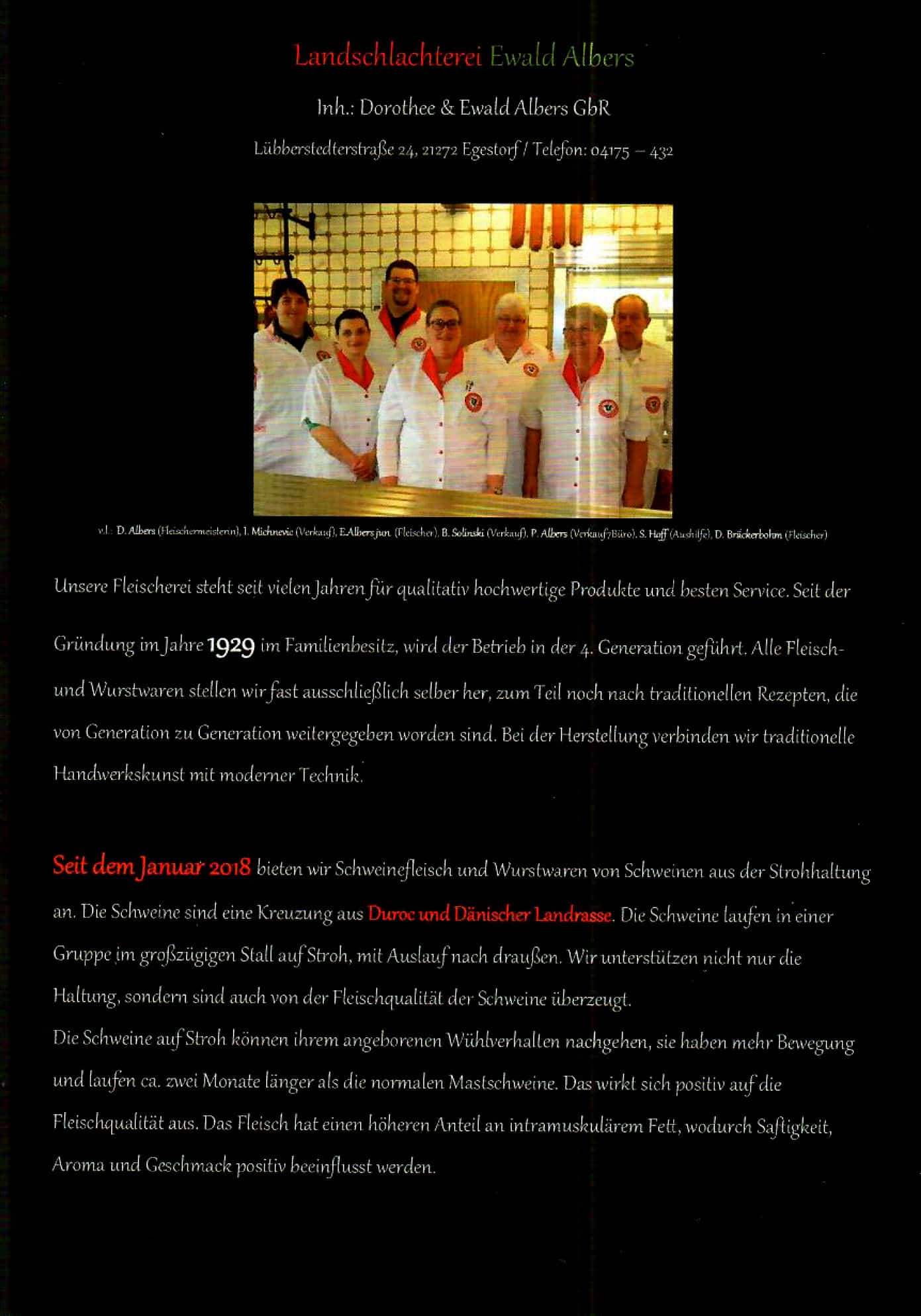 Hoffest Landschlachterei Ewald Albers Egestorf
