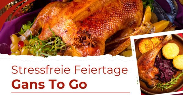 cook@work Knusprige Weihnachtsganskeule mit geschmortem Rotkohl und Knödeln to go