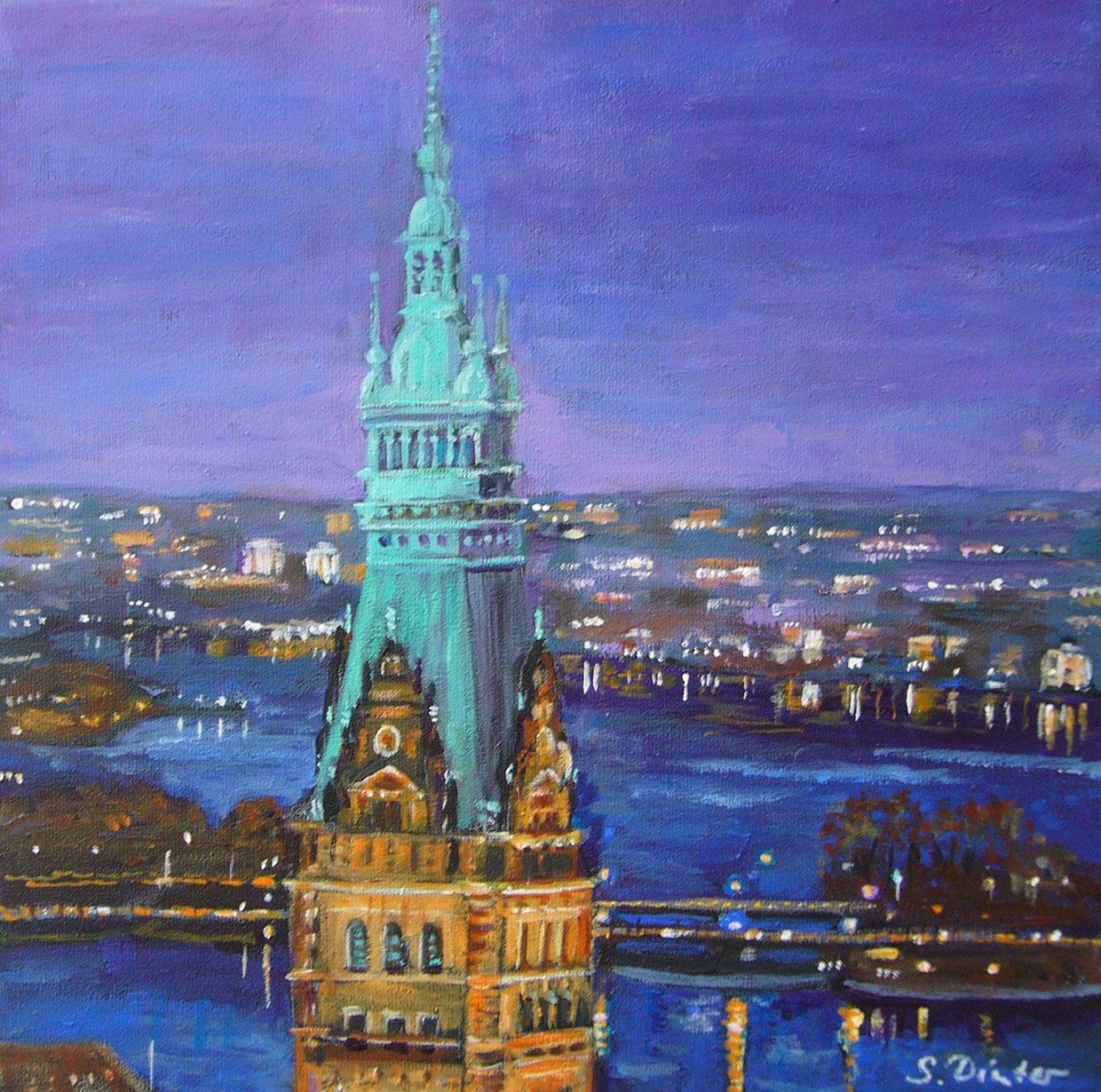 Rathausturm_Acryl auf Leinwand 30 x 30 cm_250 €