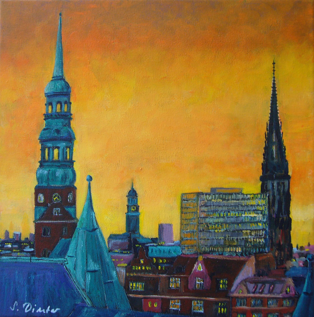 Ueber den Daechern_Acryl auf Leinwand 30 x 30 cm_250 €